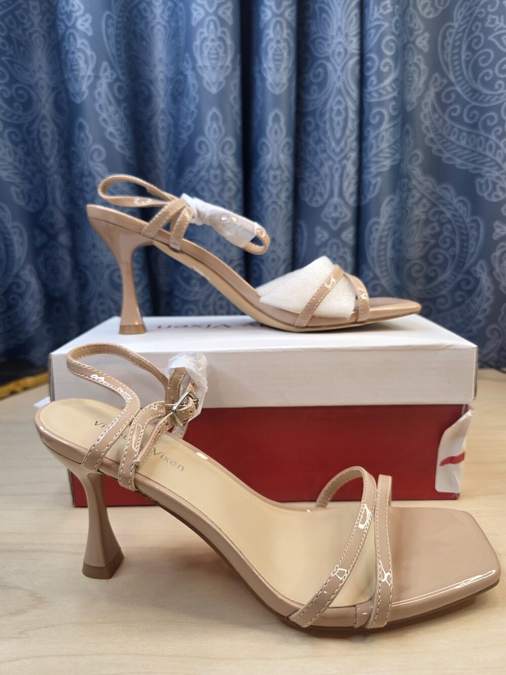 Women's Kitten Heels Strappy Up Sandals Inch Stiletto Heel, Square Open Toe/NIB - Picture 3 of 16